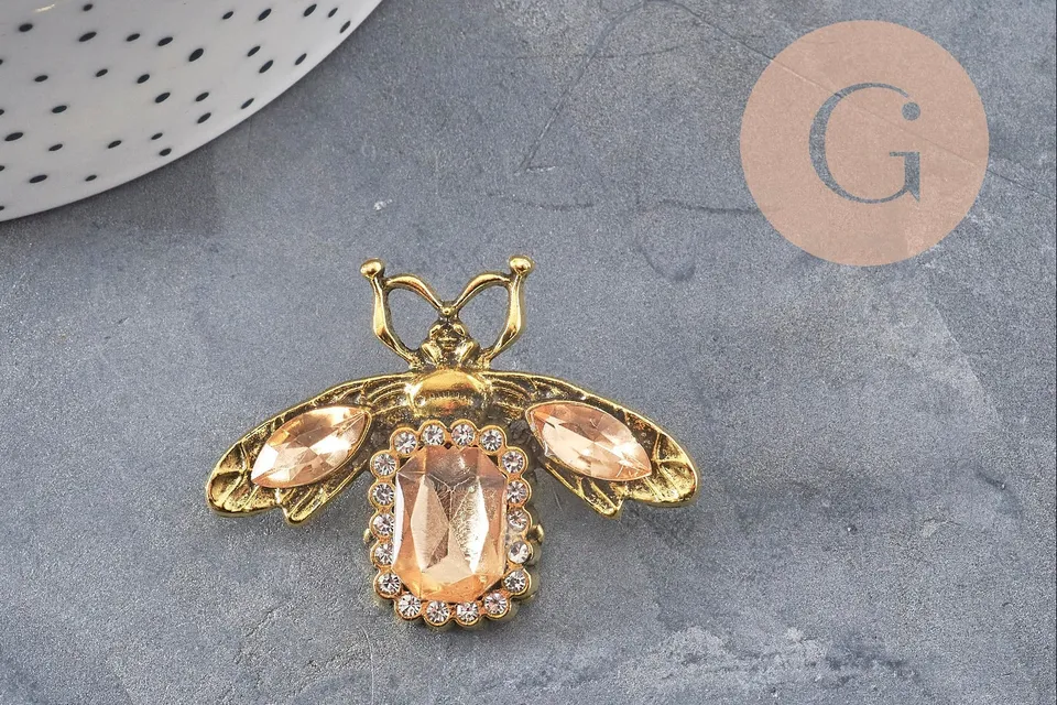 Gingerlily G11086 broche abeille doree cristal 47mm