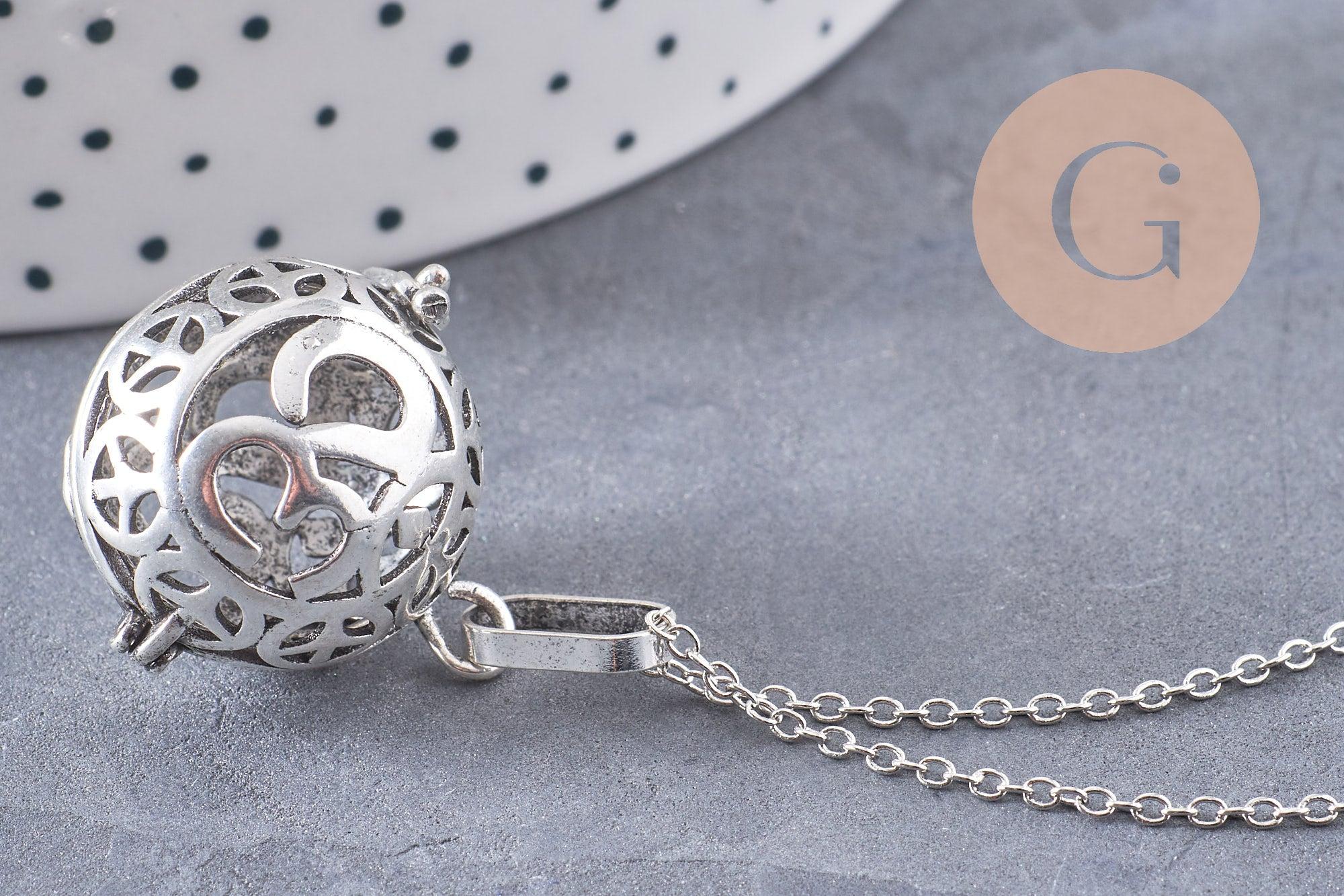 Gingerlily Collier Bola Ohm cage argenté 71cm x1 sans carillon