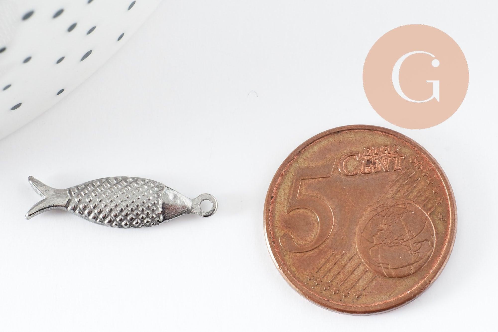 Gingerlily Breloque poisson G9536 acier inoxydable 21mm x1
