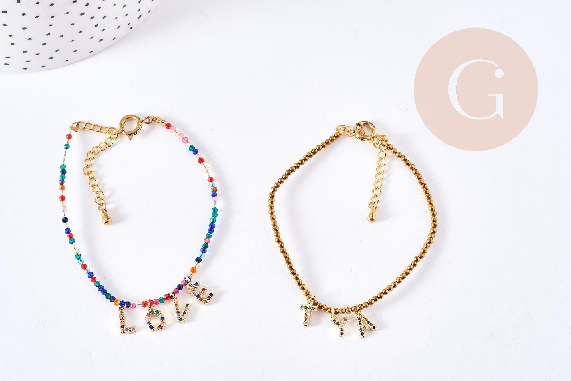 Gingerlily Kit bracelet Vecchio doré lettres zircon DIY sans pinces
