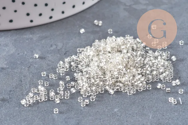 Gingerlily Perles pour bijoux DIY G10909 perle tube verre blanc argent 8g