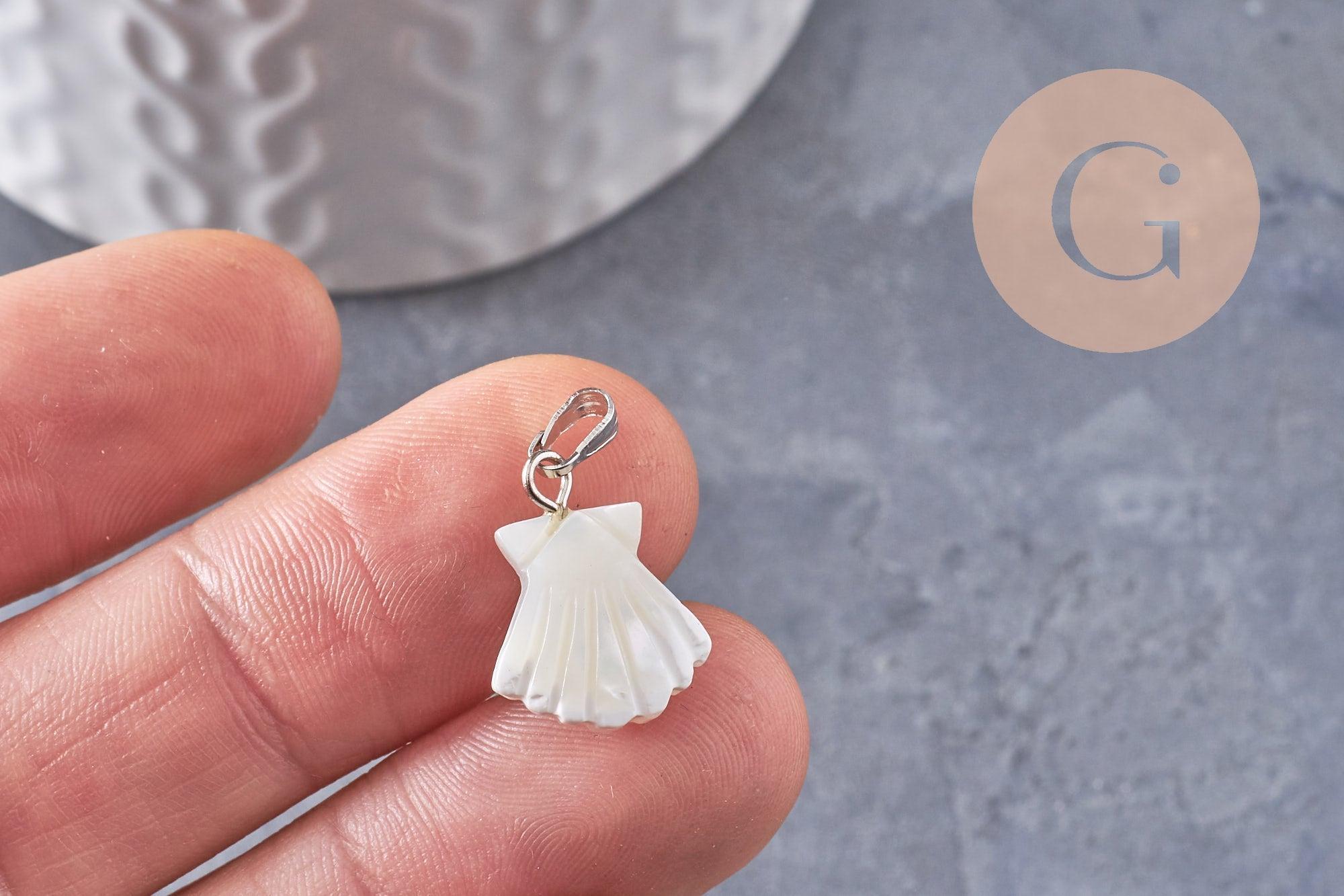 Gingerlily Pendentif trèfle nacre blanche 18mm x1 chance