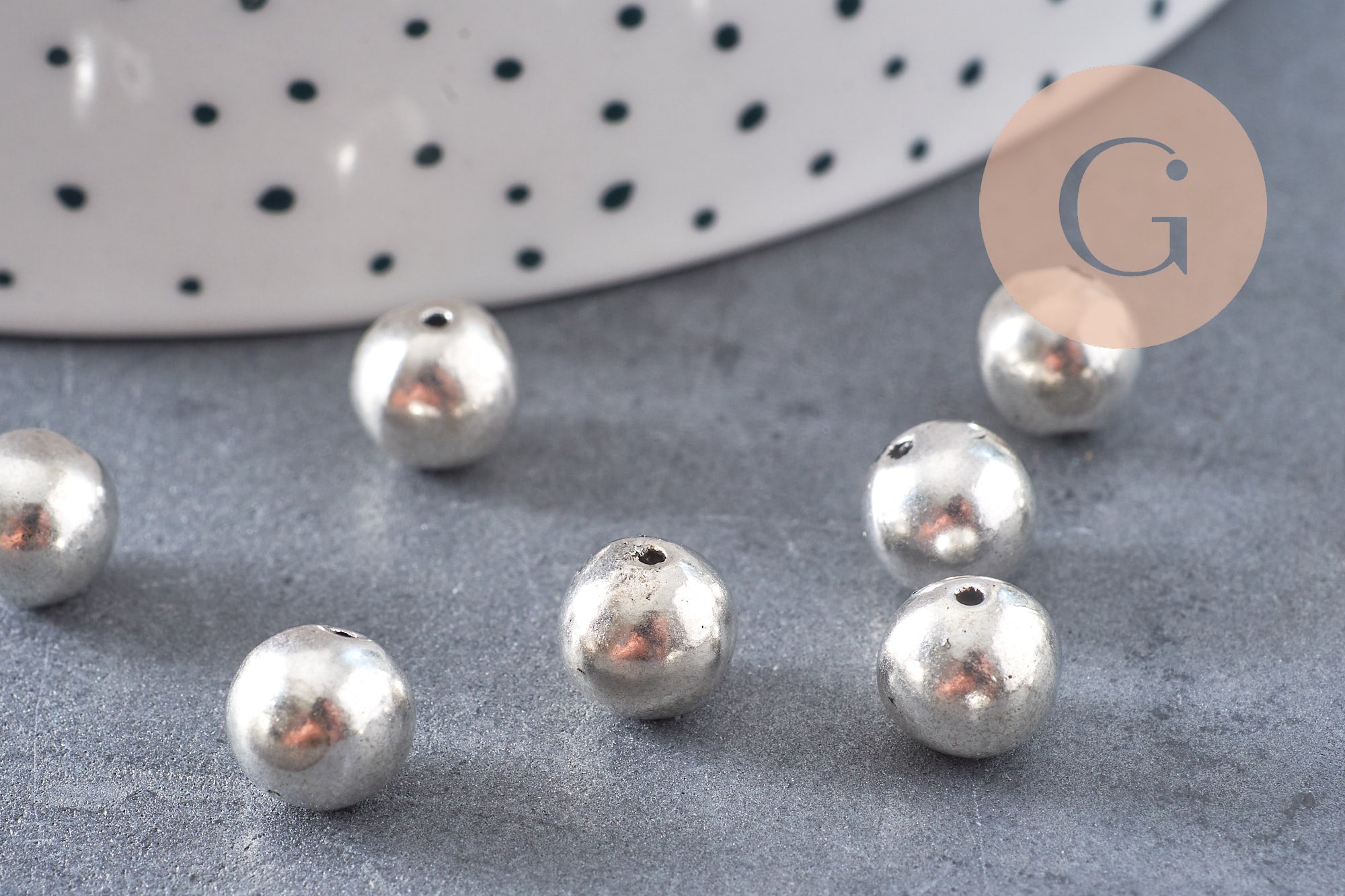 Gingerlily Perles ronde argent tibétain vieilli 8mm perle x10