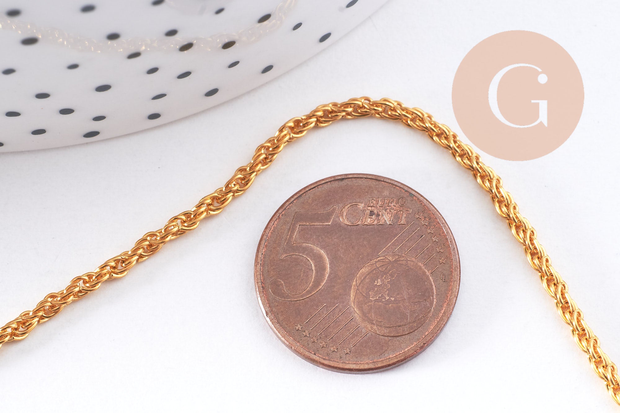 Gingerlily Chaînes pour bijoux DIY G10655 torsadée dorée 3 mm 1 m