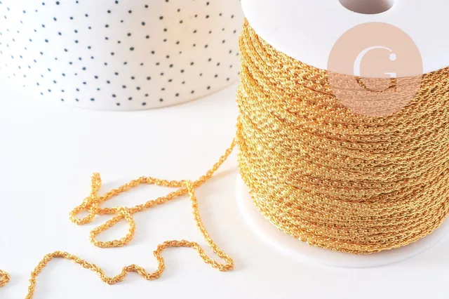 Gingerlily Chaînes pour bijoux DIY G10655 torsadée dorée 3 mm 1 m