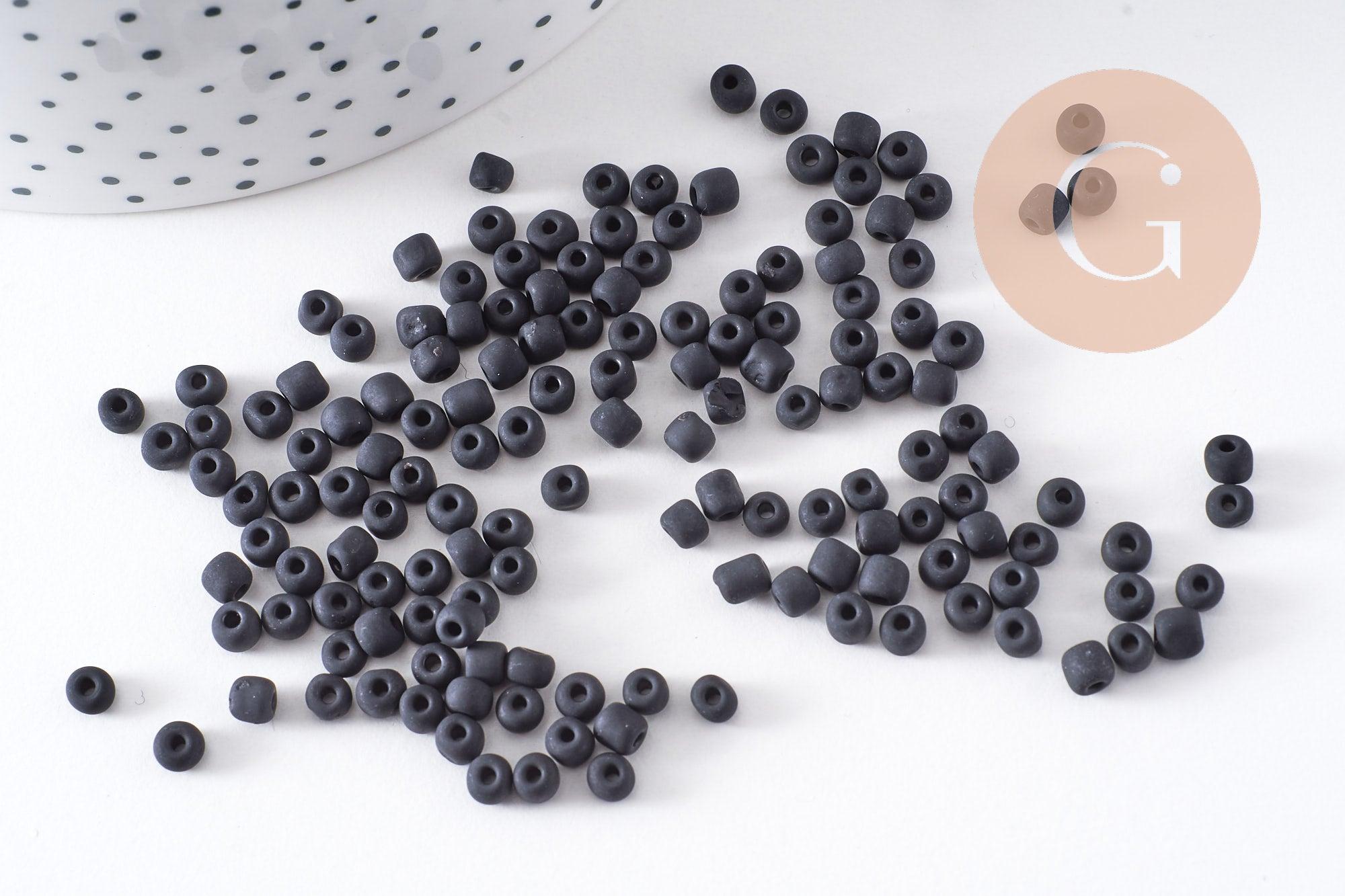 Gingerlily Perles DIY G10400 perle rocaille verre noir mat 4mm 10g