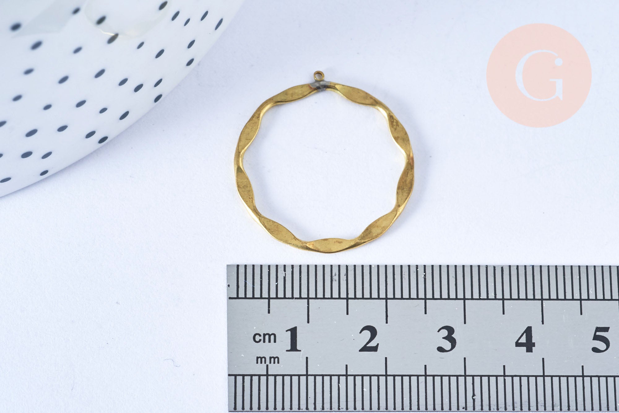 Gingerlily pendentif rond laiton brut 22 mm x2