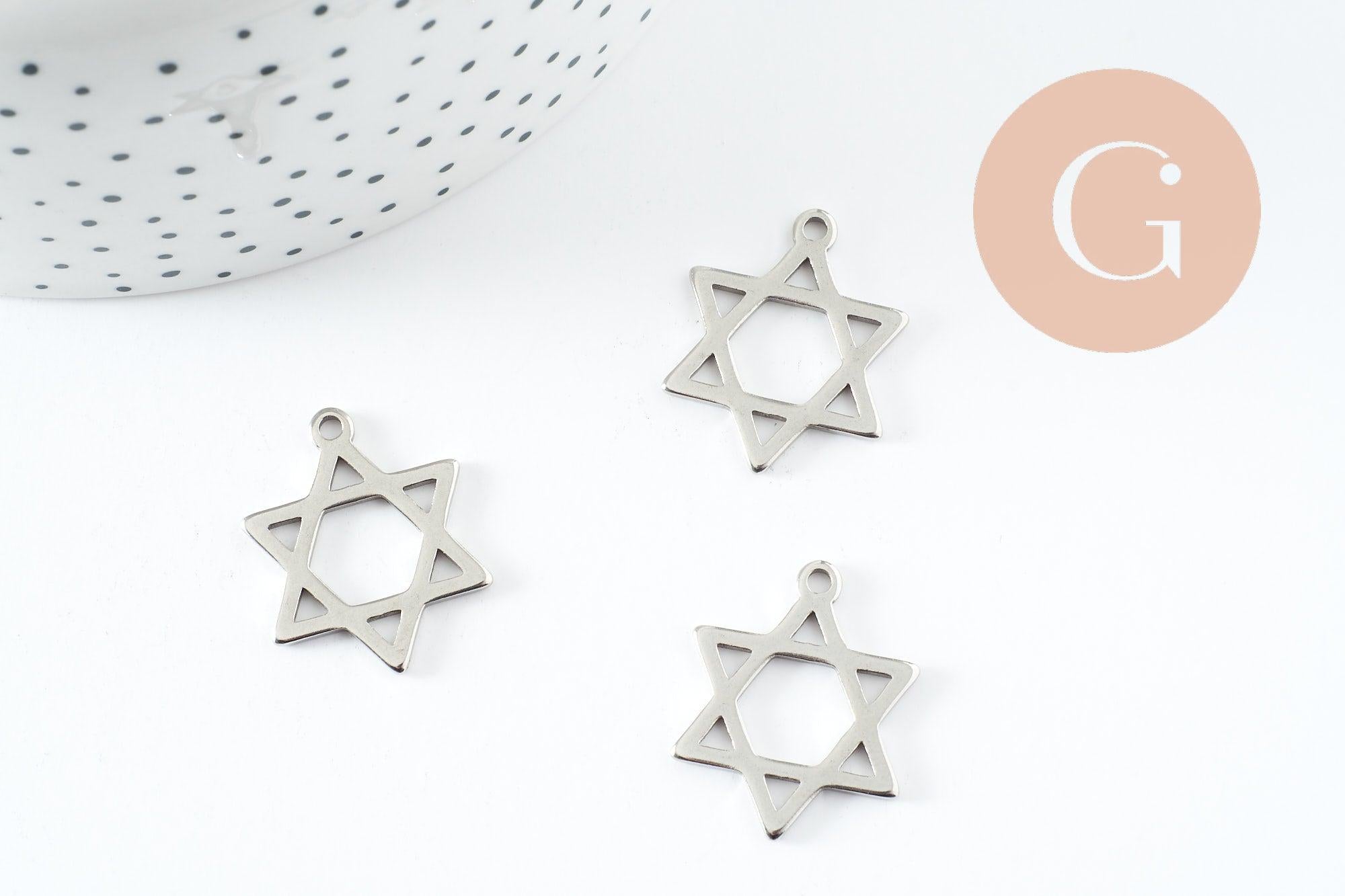 Gingerlily Pendentif étoile David acier argent 25mm G9824