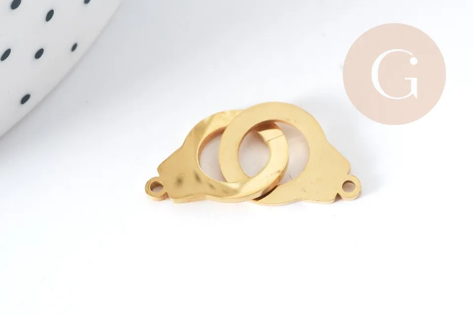 Gingerlily Apprêts G8994 connecteur menottes acier doré 27mm x1