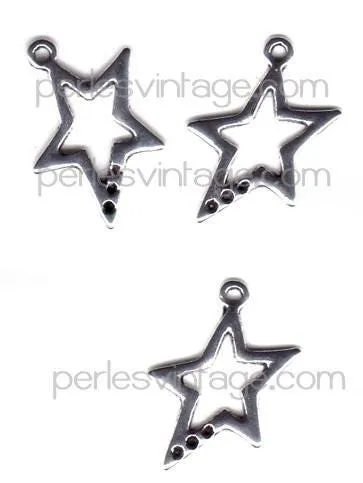 Gingerlily Perles breloque étoile évidée argent 2,4cm x2