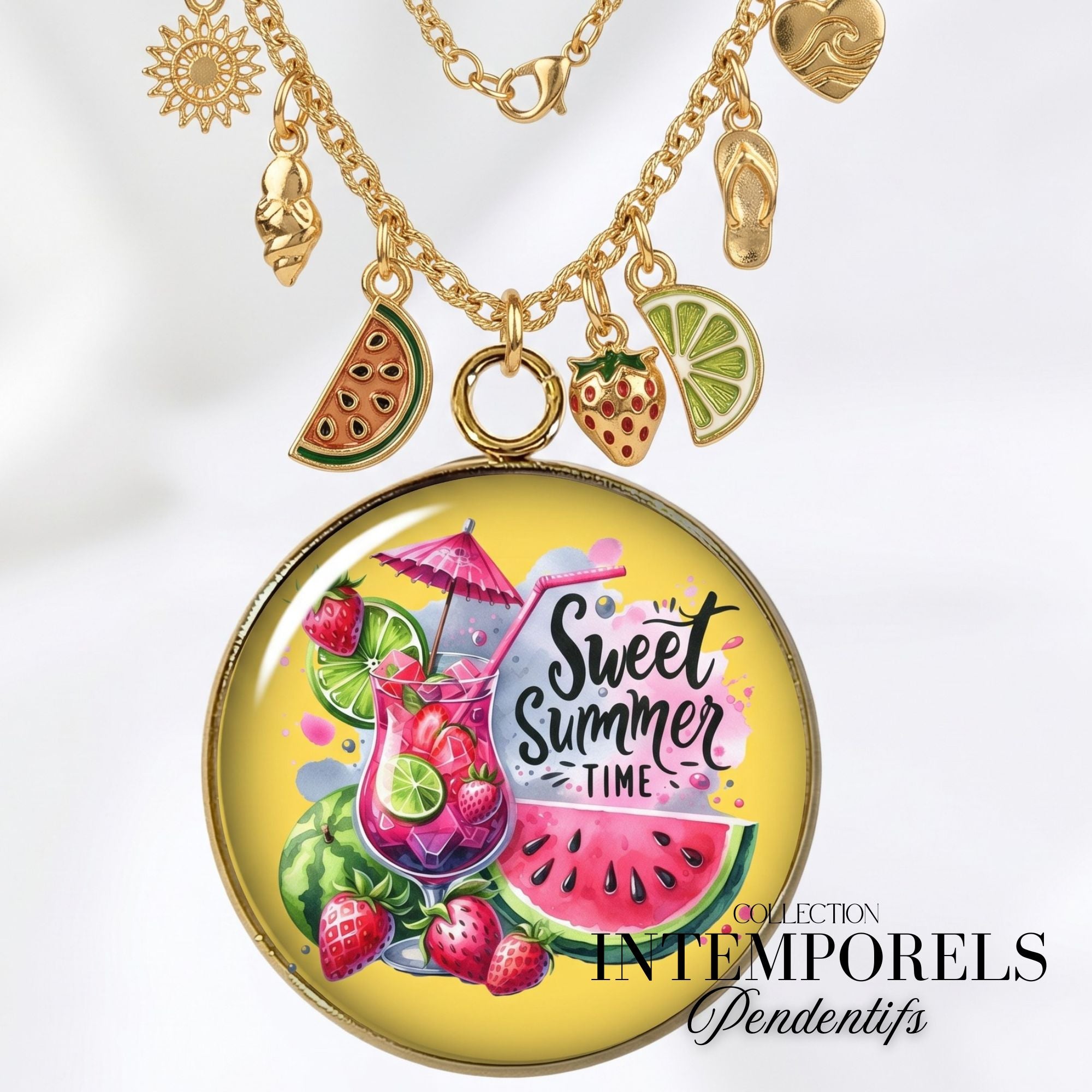 ARTSHOP Intemporel 116 Summer pendentif plaqué or x1 verre
