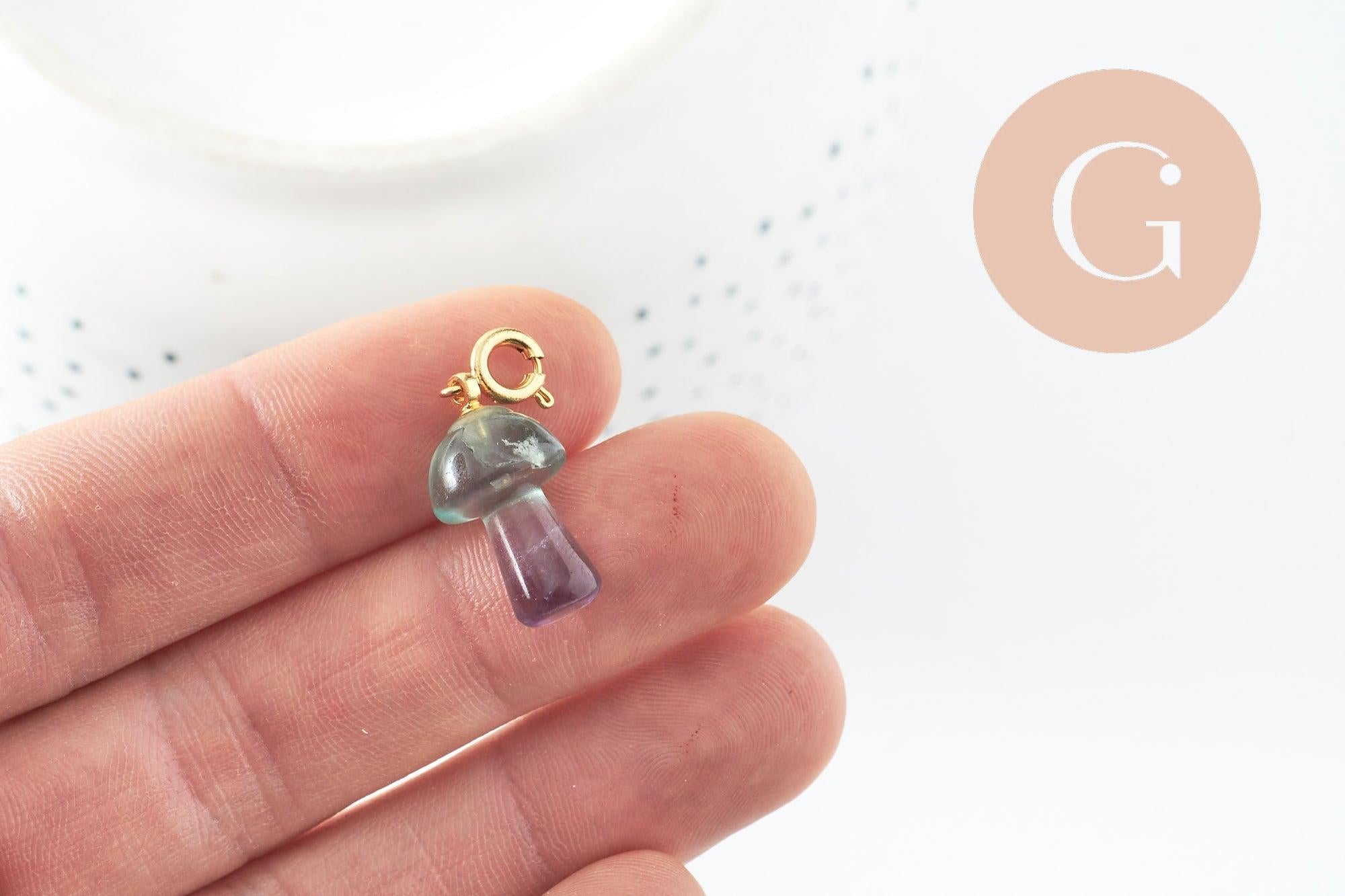 Gingerlily Perles G9812 charm champignon fluorite violette 28mm doré