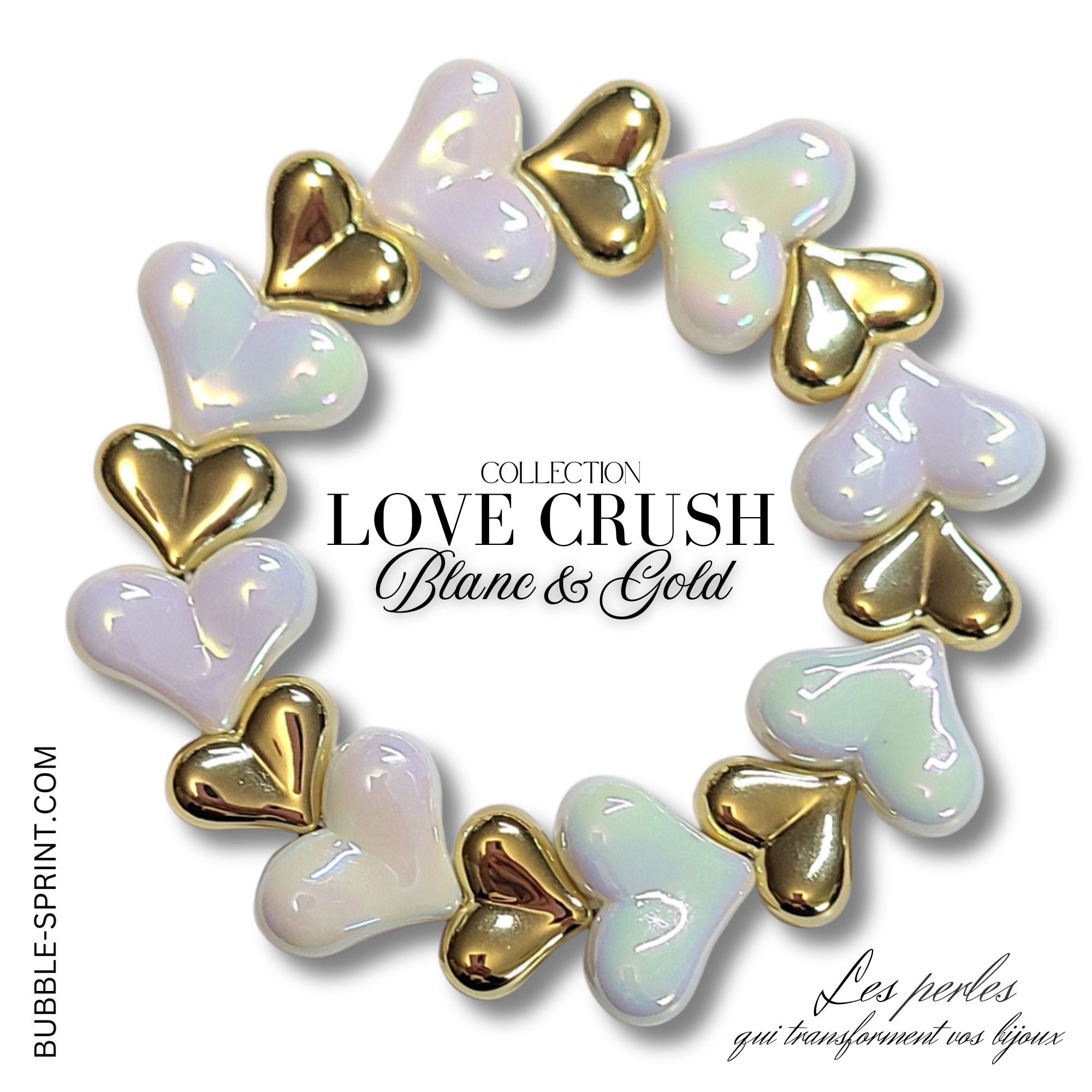 ARTSHOP Love Crush kit bracelet blanc cœurs dorés