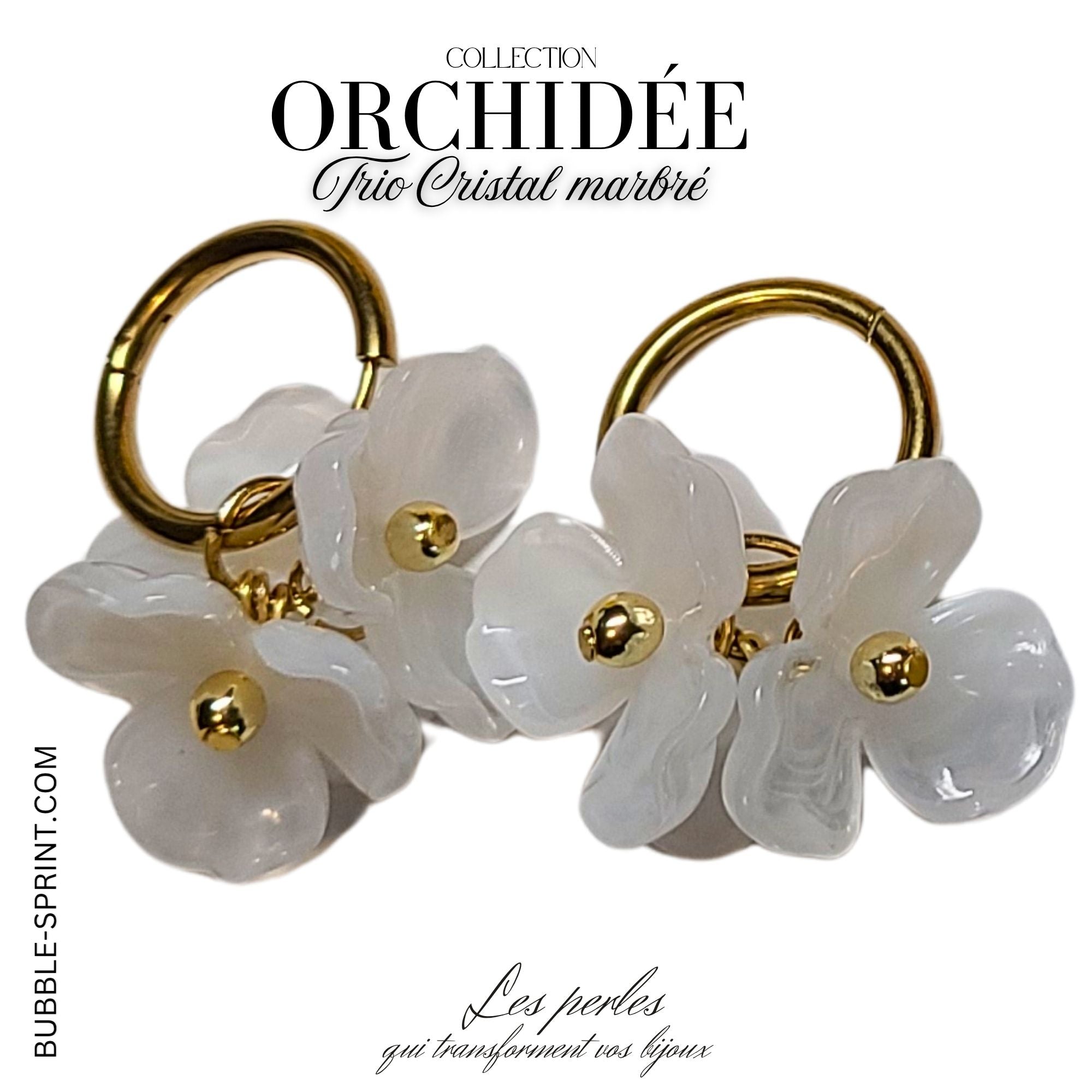 Artshop Prêts-à-porter créoles Trio Orchidées cristal