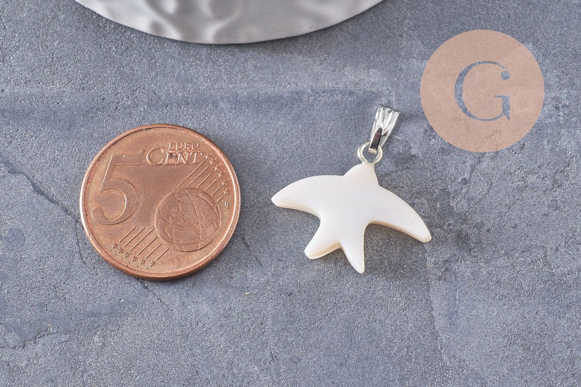 Gingerlily Pendentif Hirondelle Nacre Blanche 21,5 mm x1