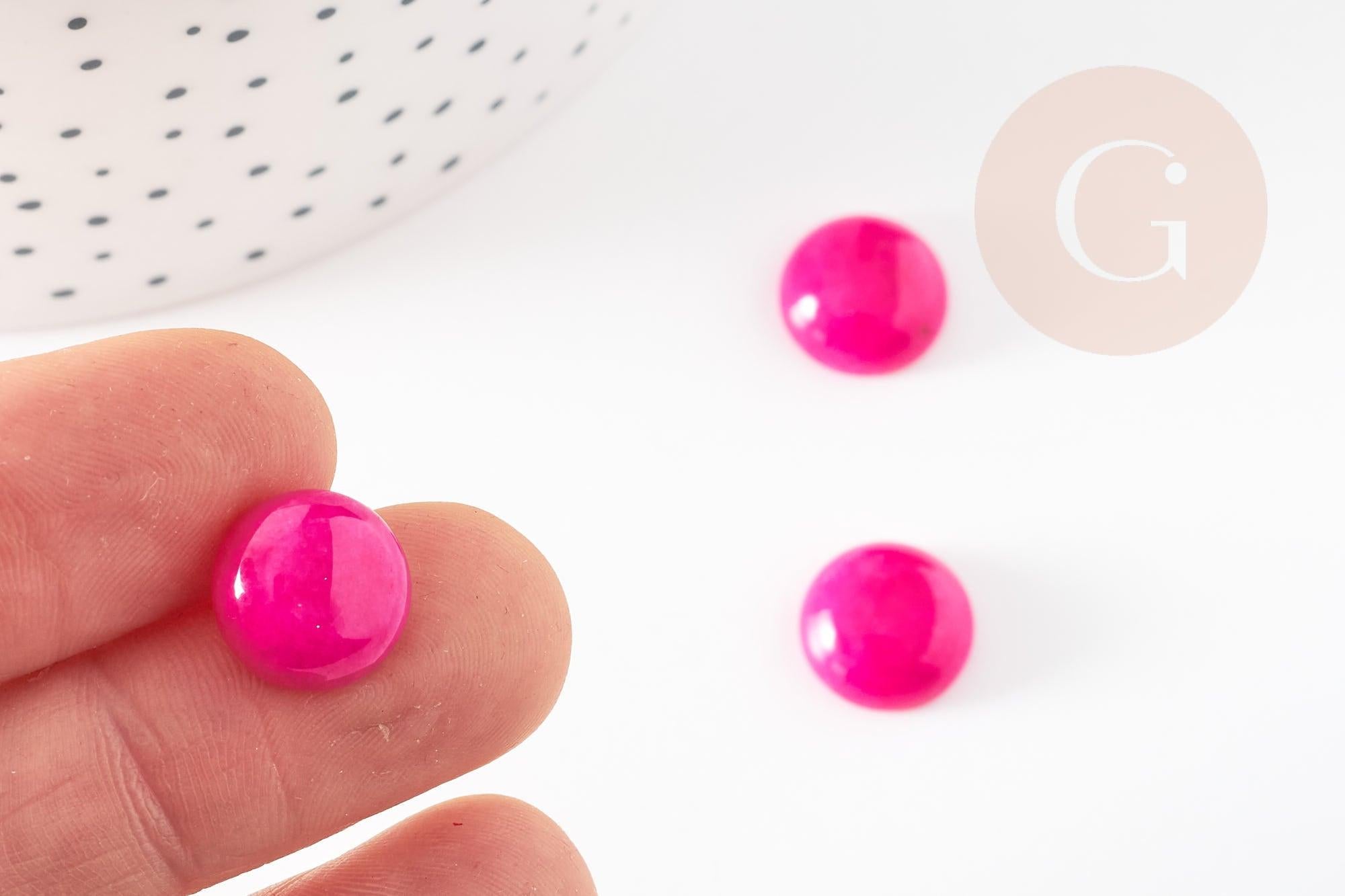 Gingerlily Perles Cabochon jade rose fuchsia rond 12 mm x1