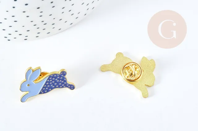 Gingerlily Broches Lapin bicolore doré émail broche 30mm x1