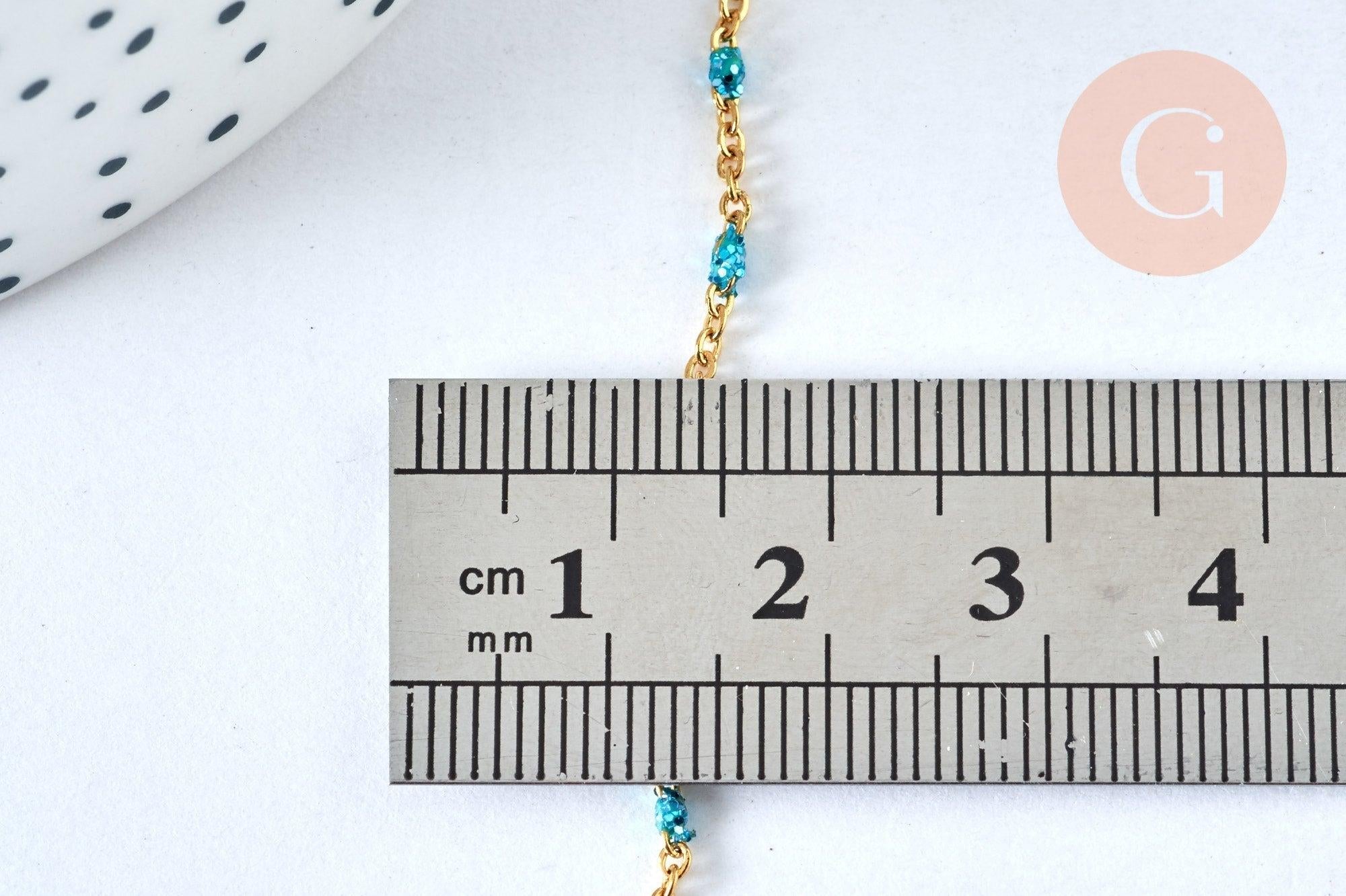 Gingerlily Chaînes G6892 chaîne acier doré résine bleue 1 m