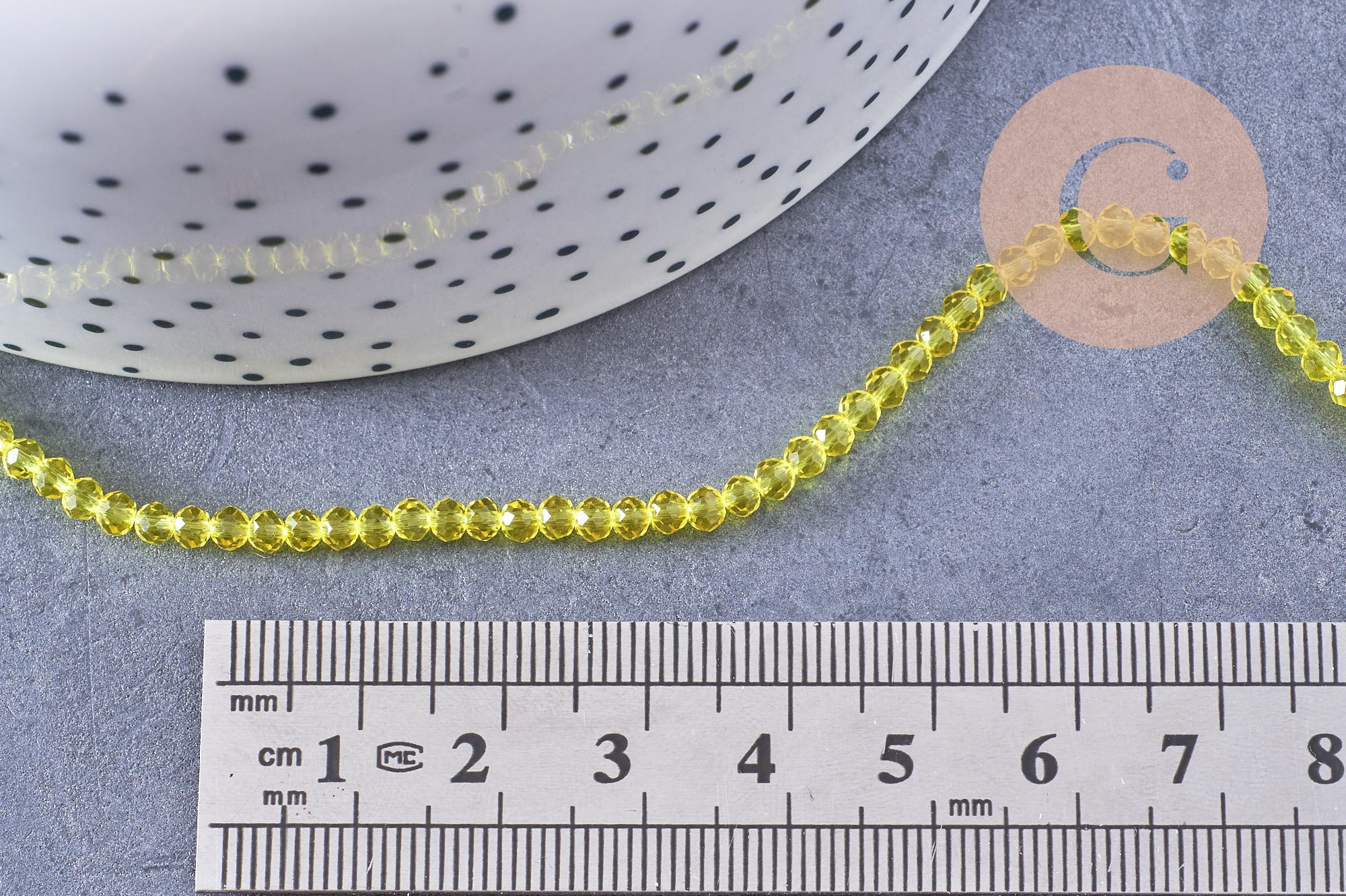 Gingerlily Perles Abacus Cristal Jaune 2.9mm Fil 35cm
