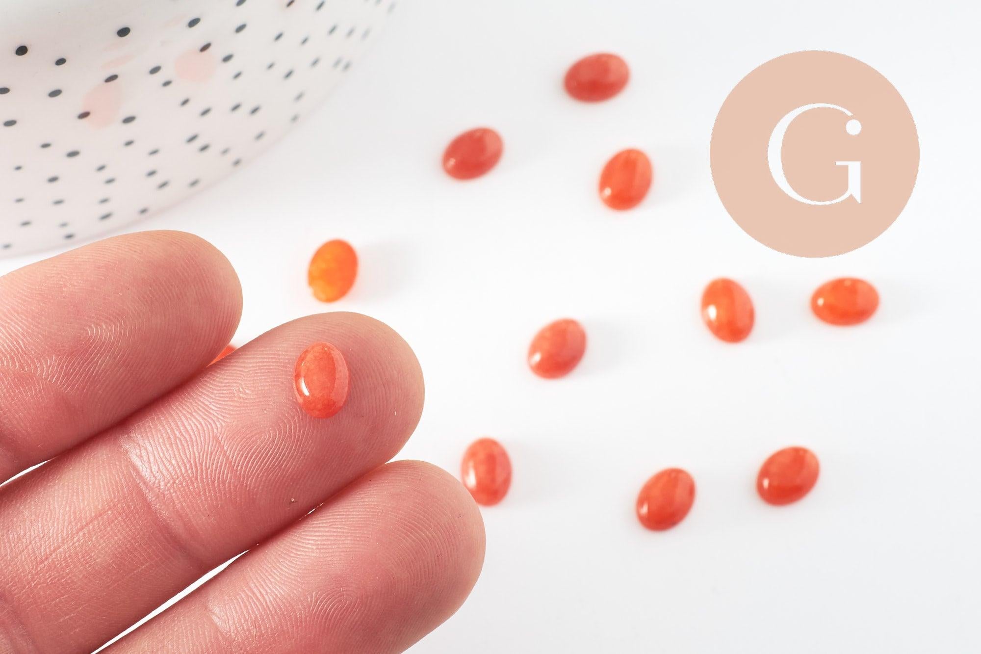 Gingerlily Cabochon ovale jade orange 8x6mm pierre naturelle x1