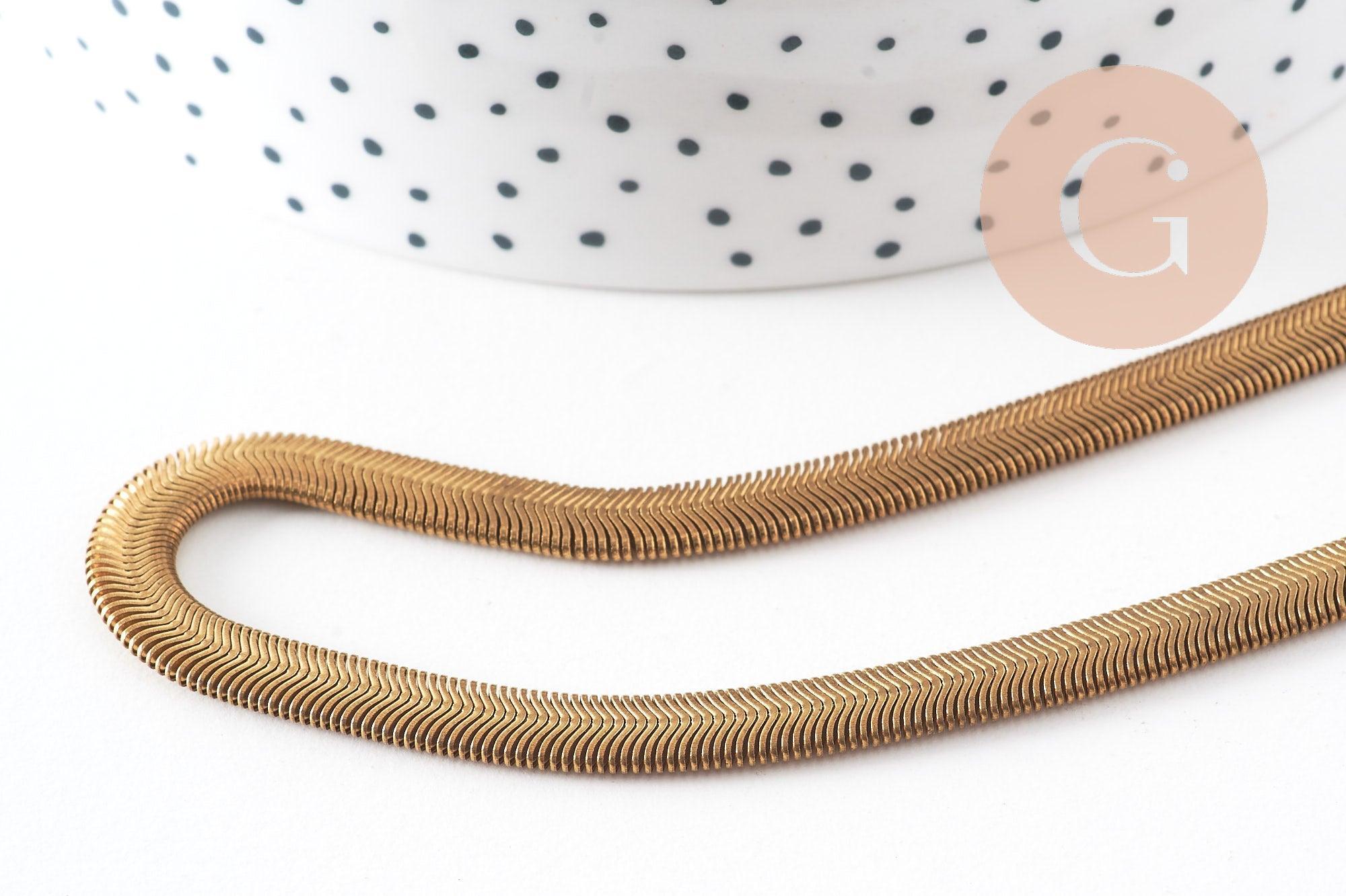 Gingerlily chaîne serpent laiton brut 6mm 50cm