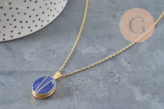 Gingerlily Bijoux personnalisés collier locket bleu G11162 sans personnalisation
