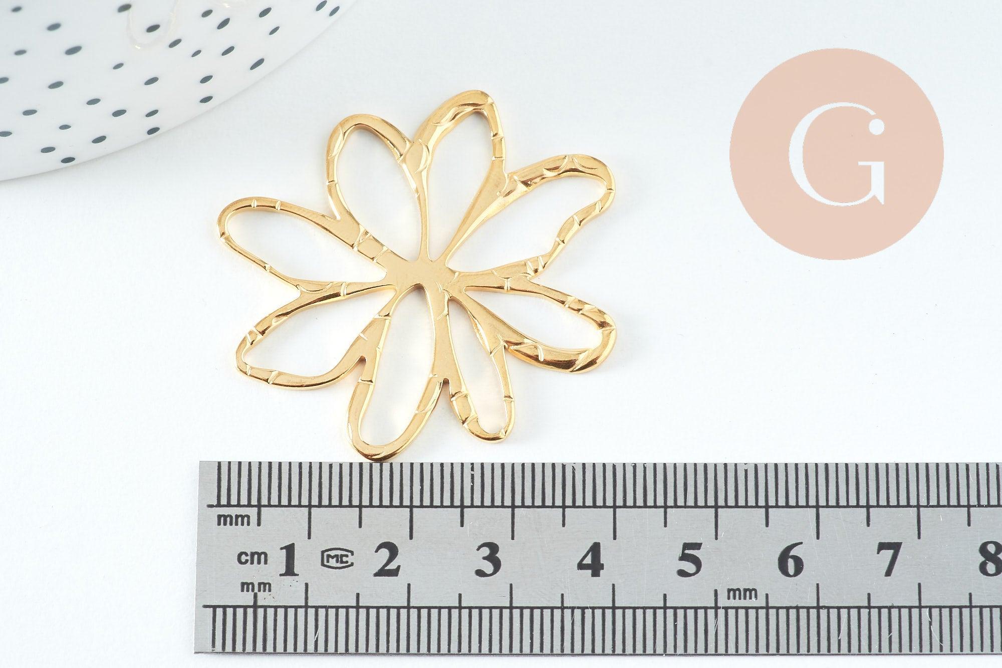 Gingerlily Pendentifs G10735 pendentif fleur acier doré 42.5mm