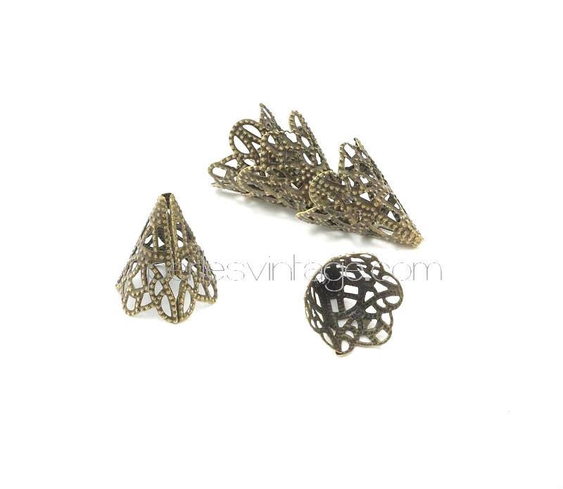 Gingerlily Cônes métal bronze dentelle 20mm x25