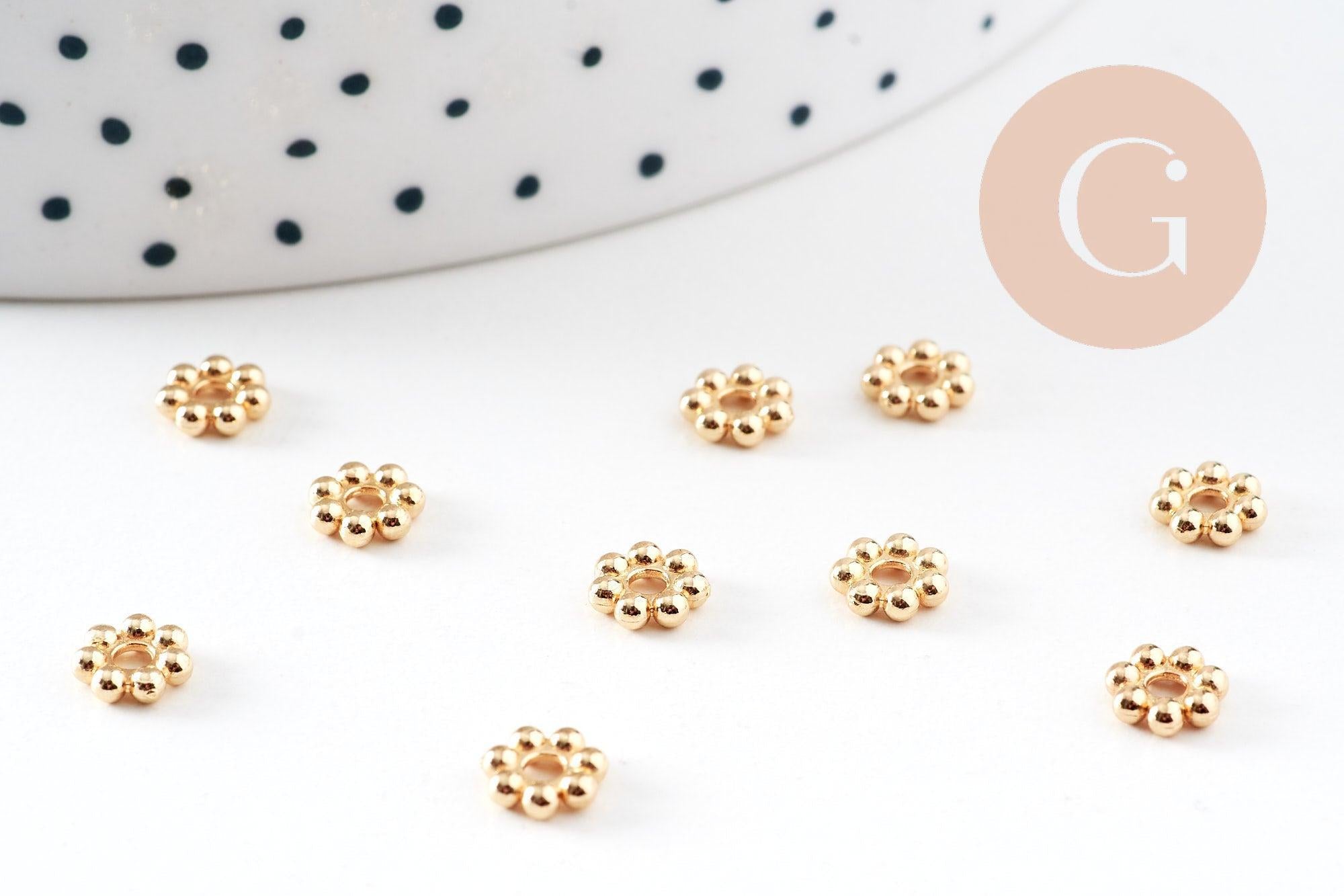 Gingerlily Perles rondelles fleurs G10905 perles intercalaires doré 6mm x10