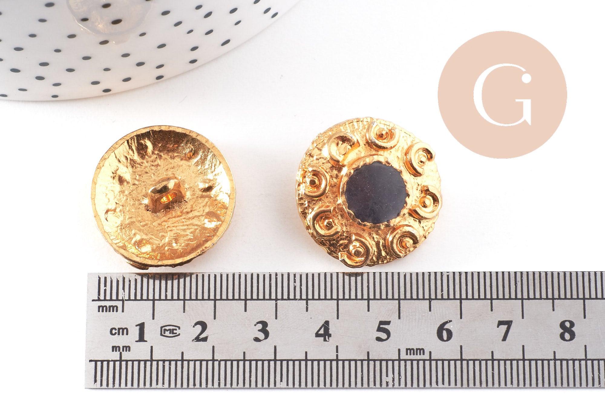 Gingerlily Perles G10151 bouton ancien doré noir 23mm