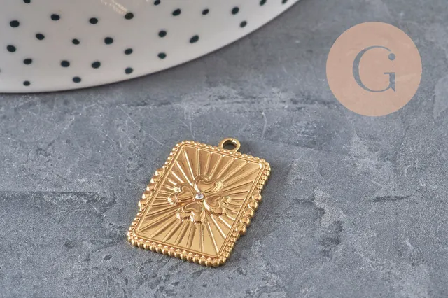 Gingerlily Pendentifs G11276 pendentif trèfle acier doré 25mm x1