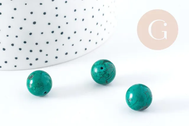 Gingerlily Perles G8286 howlite verte ronde 12mm x5