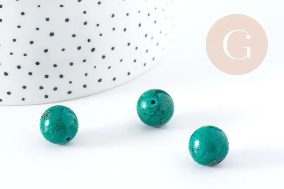 Gingerlily Perles G8286 howlite verte ronde 12mm x5
