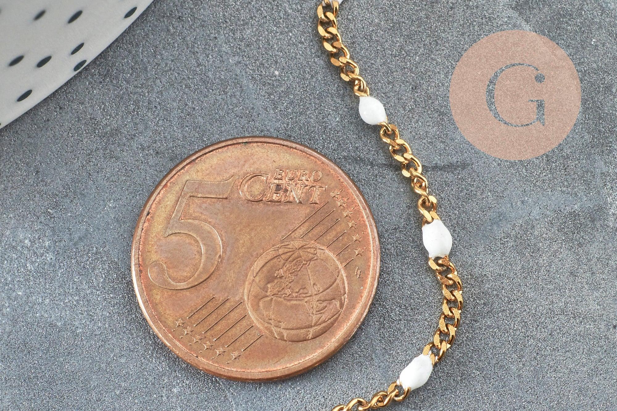 Gingerlily Chaînes G10012 chaîne plate dorée résine blanche 1 mètre