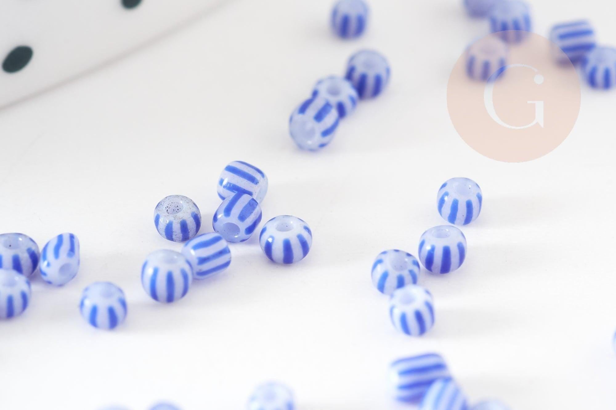 Gingerlily Perles rocaille G9286 bleu blanc 1,5mm 10g