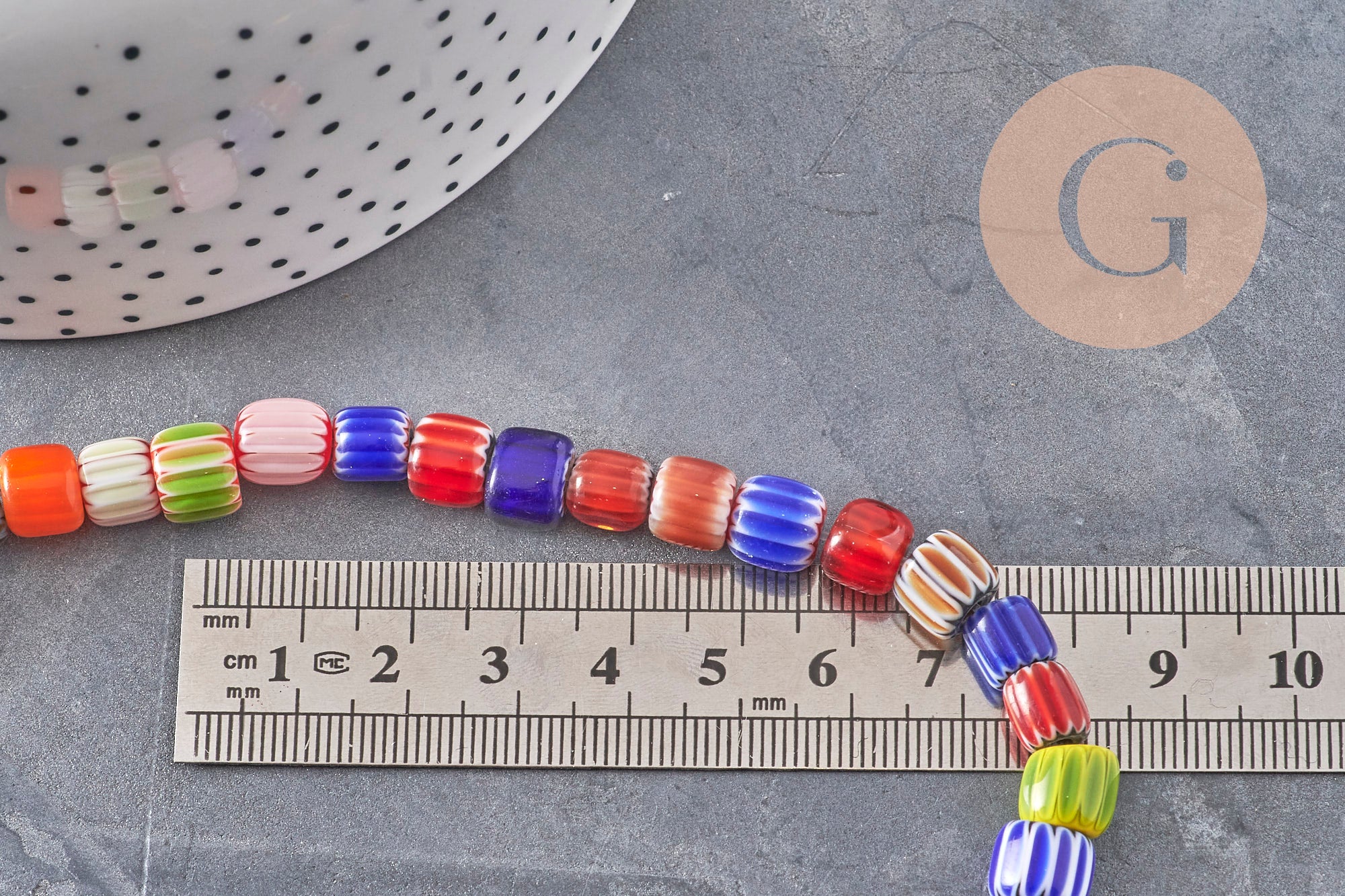 Gingerlily Perles millefiori rondelle 9mm multicolore fil 40cm