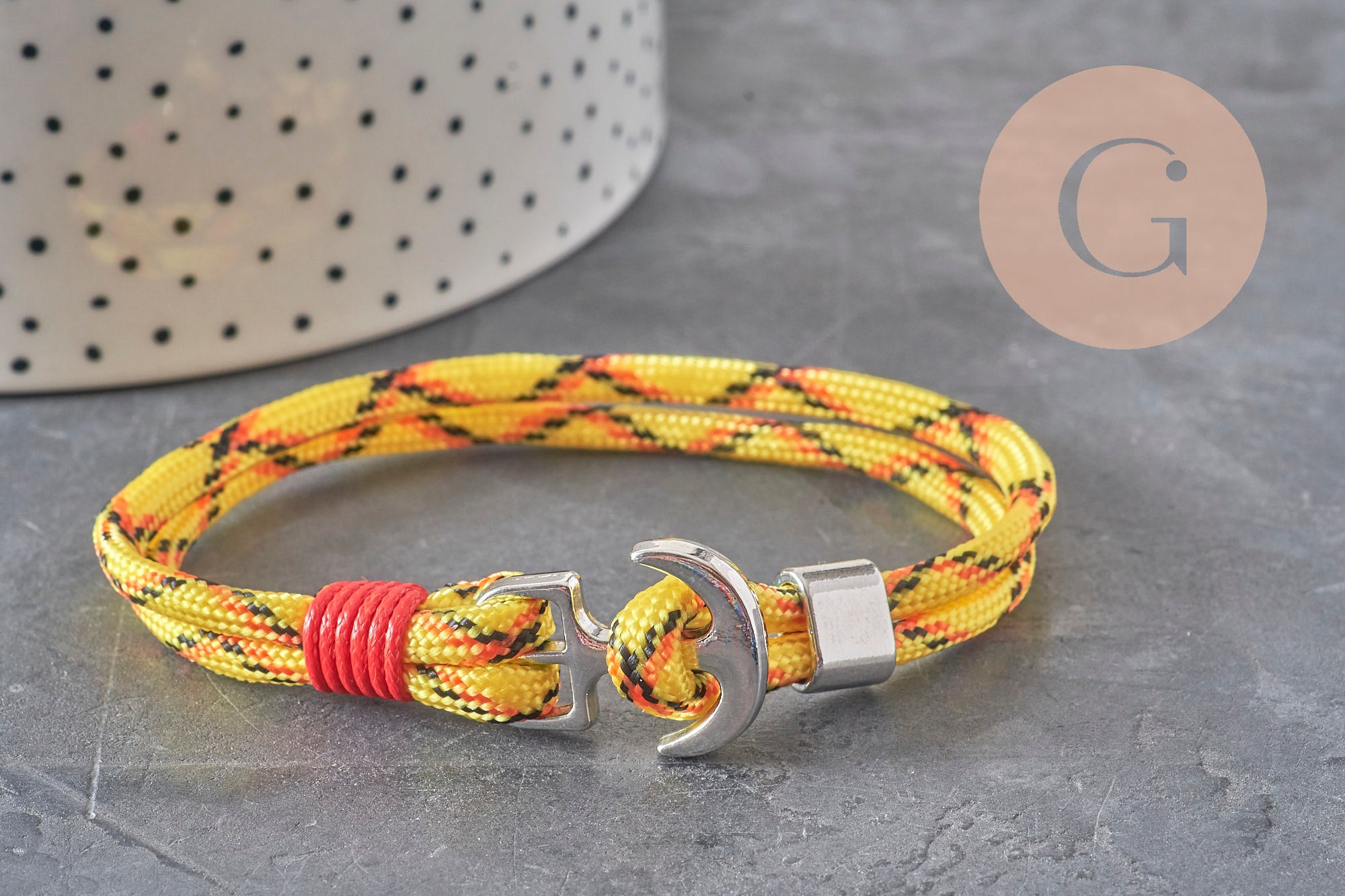 Gingerlily bracelet cordon ancre zamac platine 21,5cm x1