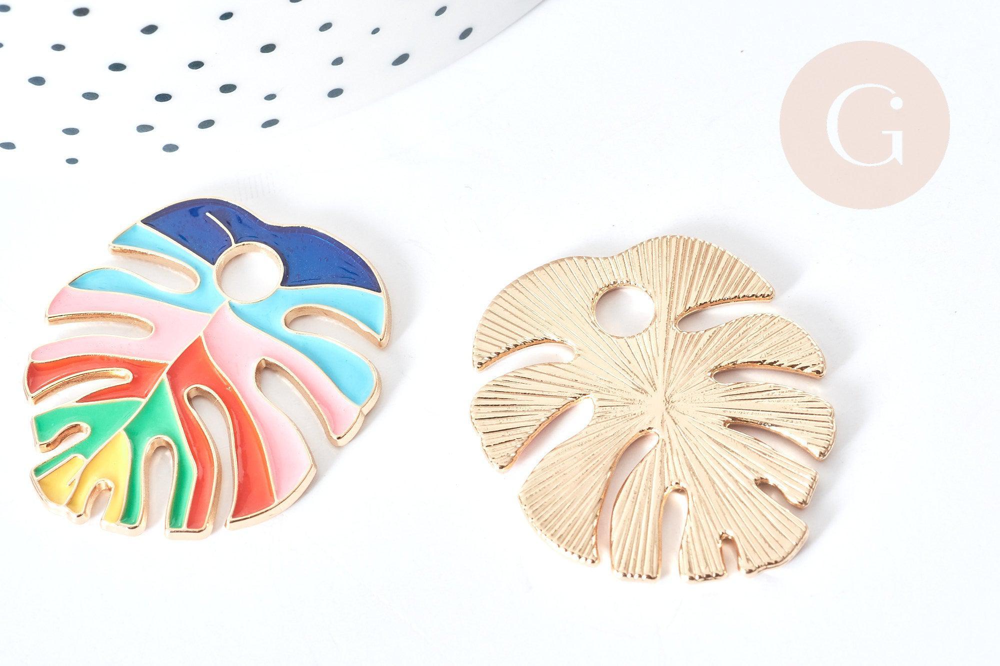 Gingerlily Pendentif G8083 feuille monstera doré 33,5 mm