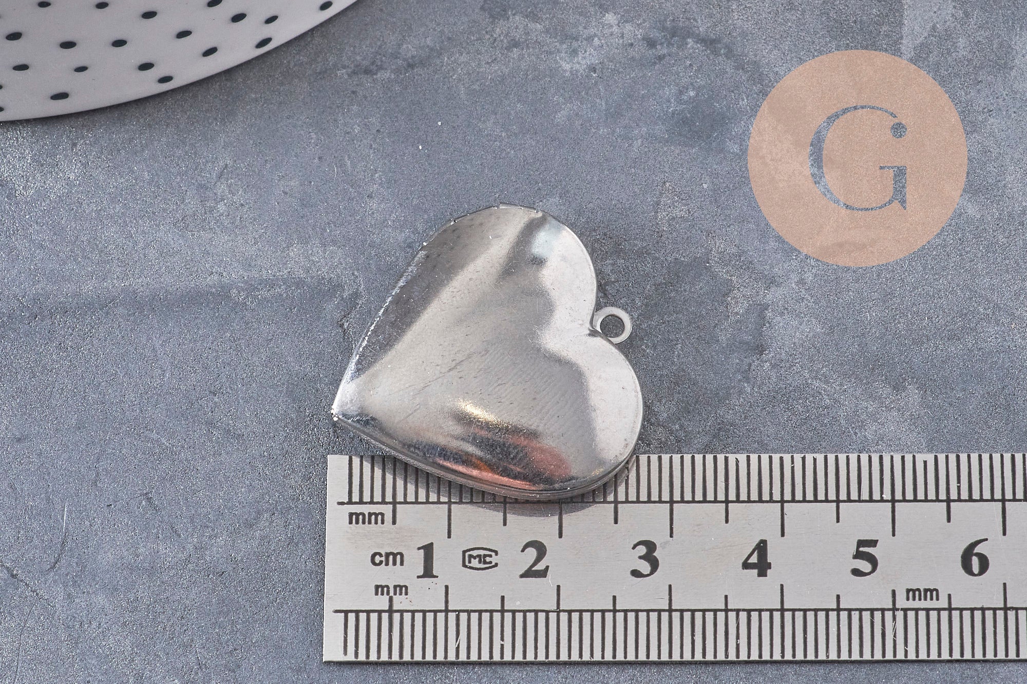 Gingerlily Locket Coeur Acier 316 Platine 29mm x1 Médaillon