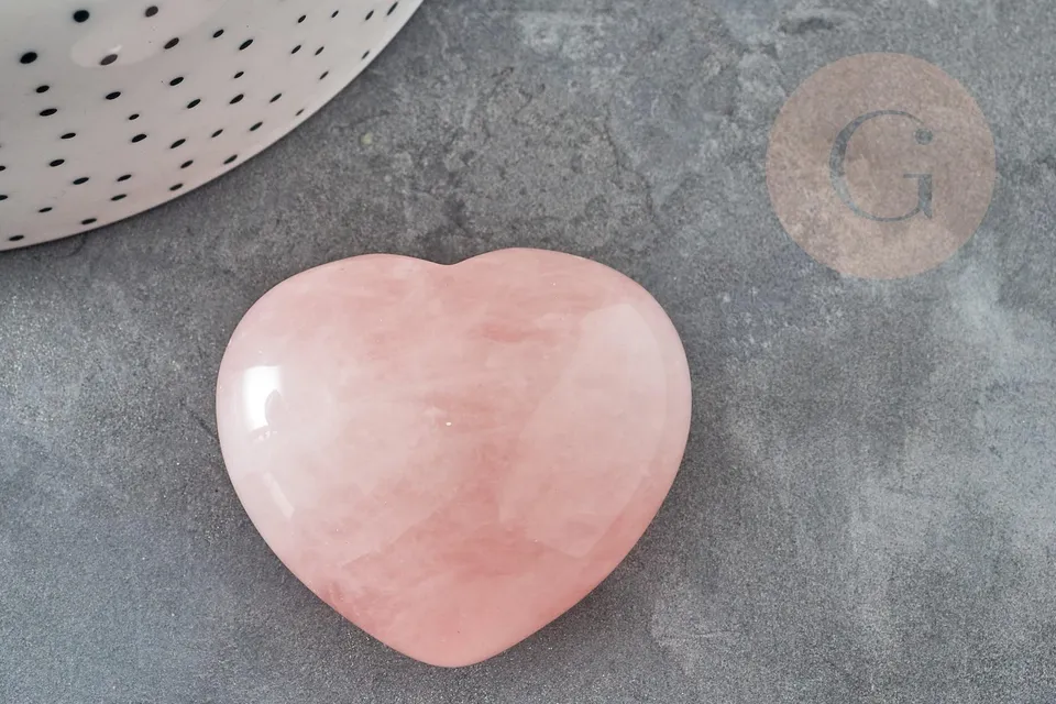 Gingerlily Pierres coeur quartz rose naturel 45 mm x1