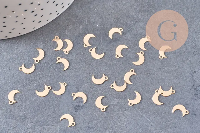 Gingerlily Pendentifs DIY Pendentif lune G10554 laiton doré 9 mm x10