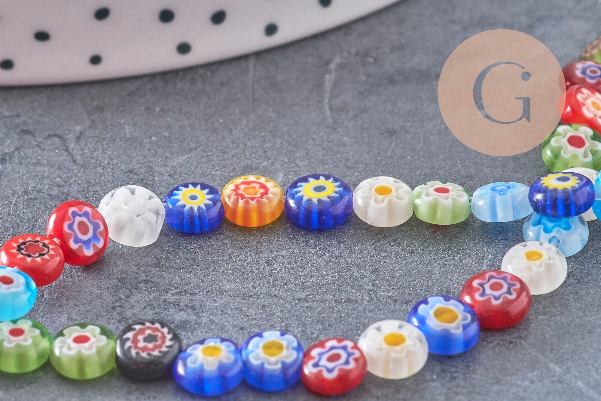Gingerlily Perles verre millefiori 6mm fil 35.8cm