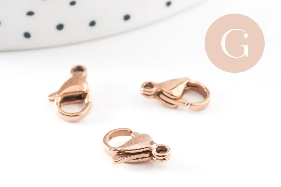 Gingerlily Apprêts Fermoir mousqueton or rose 13mm x5