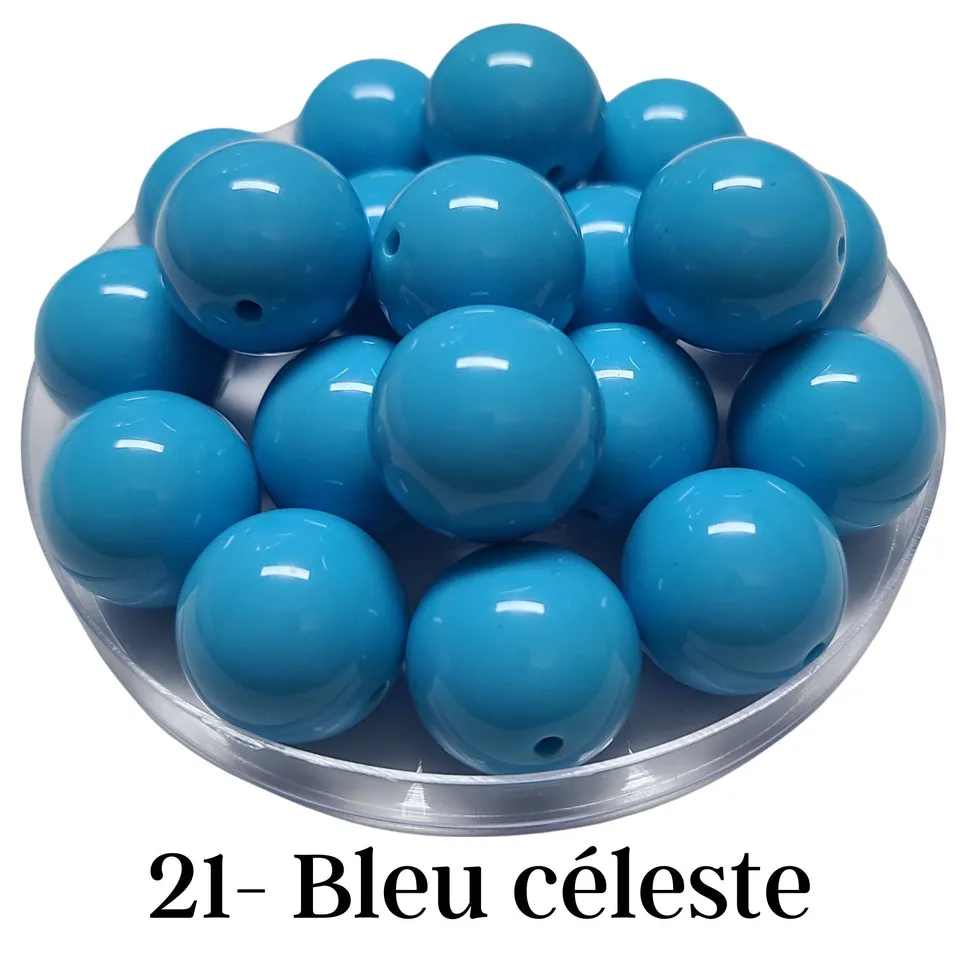 ARTSHOP Boules 20MM 21 perles bleu céleste x10 acrylique