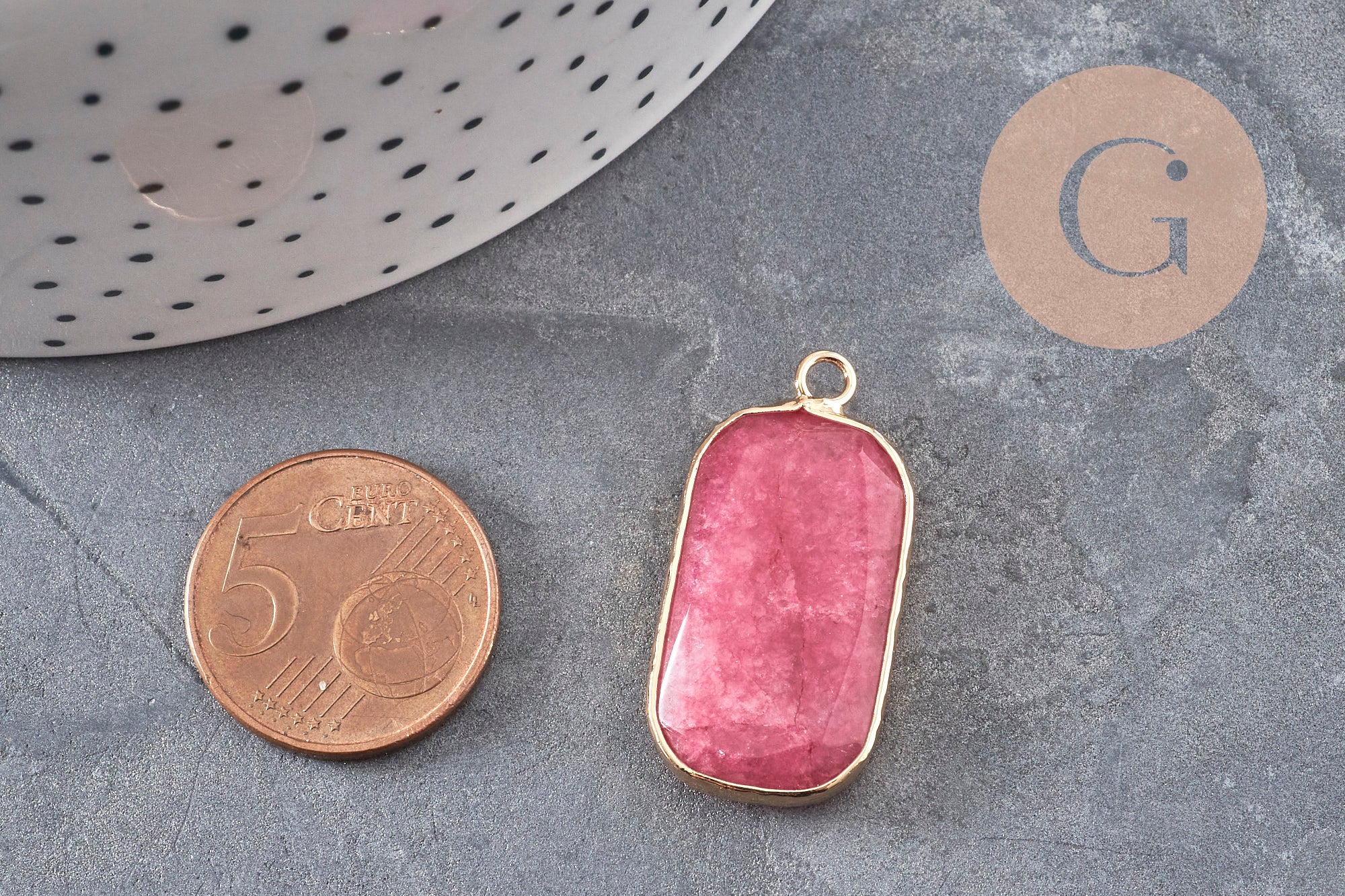 Gingerlily Pendentifs Pendentif rectangle jade rose 31mm x1