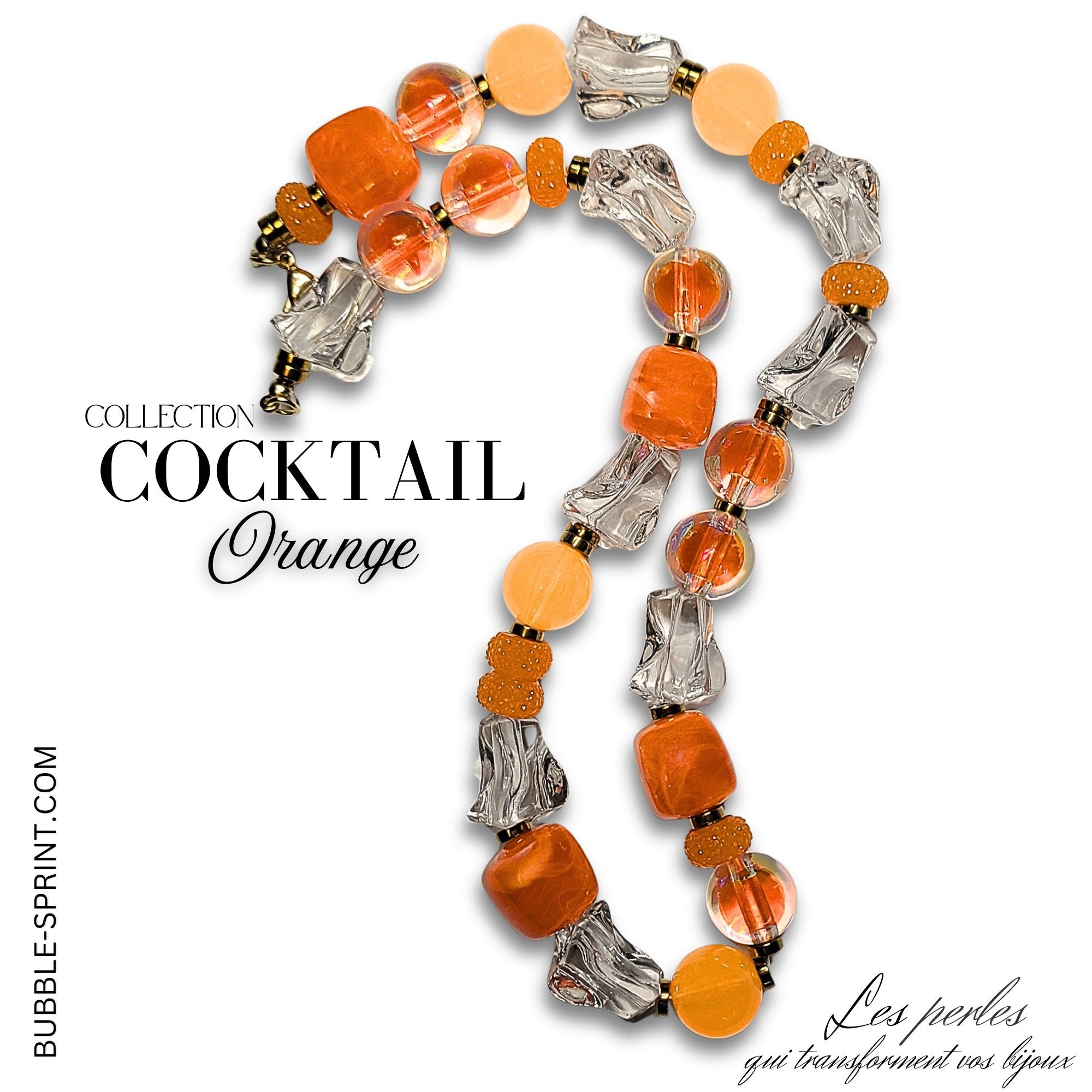 ARTSHOP Prêts-à-porter collier COCKTAIL orange kit 52 cm