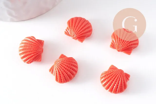 Gingerlily perle coquillage G10343 rose corail 16mm lot 5
