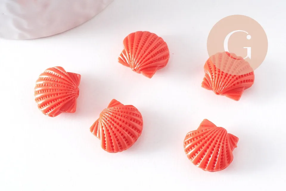 Gingerlily perle coquillage G10343 rose corail 16mm lot 5