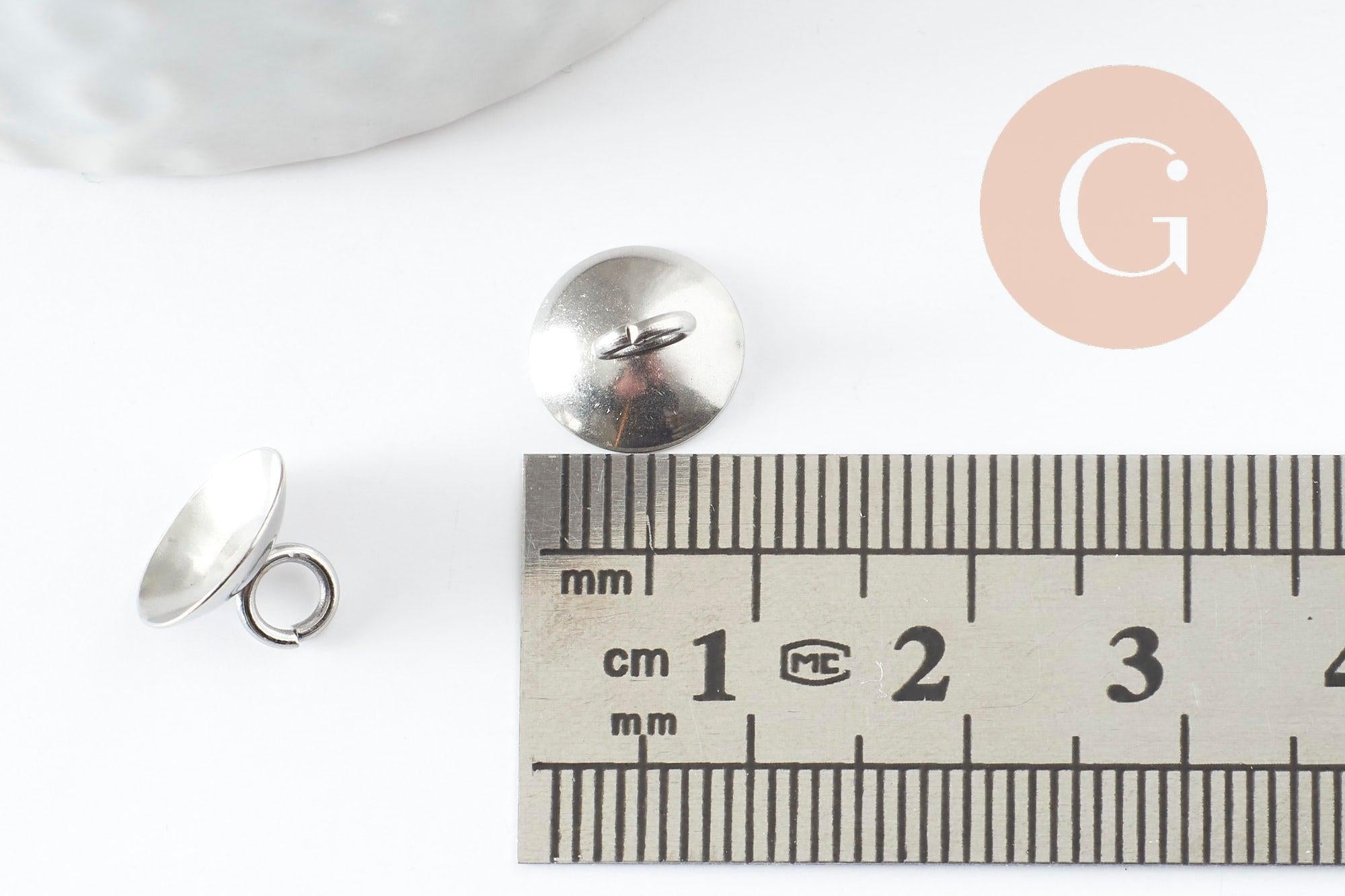 Gingerlily Bélière coupelle G9449 acier platine 7.5x10mm x5