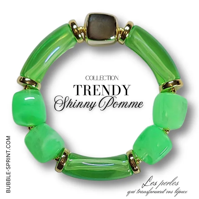 ARTSHOP Trendy Shinny bracelet pomme verte monté